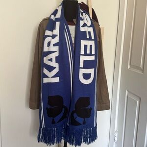Karl Lagerfeld Blue and White Patterned Scarf